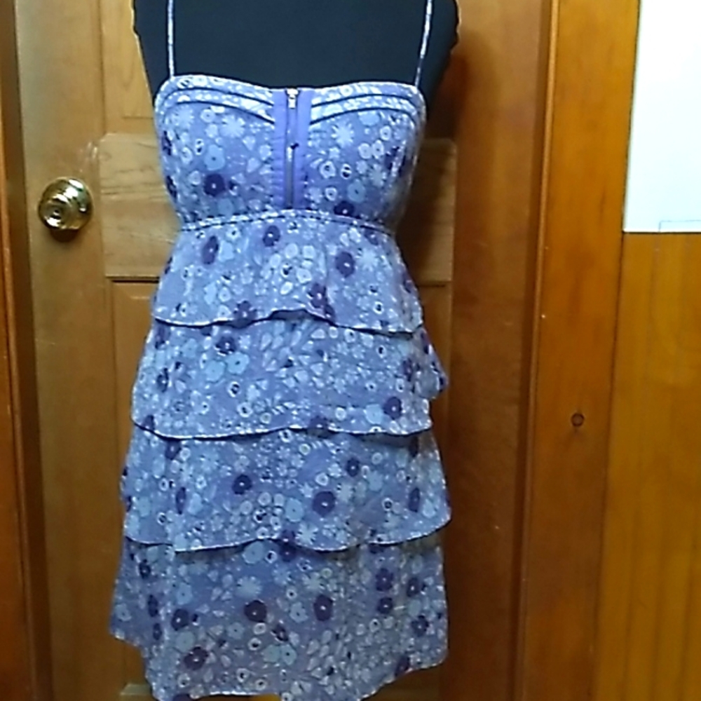 American Eagle Purple Floral Ruffle Dress Size 6